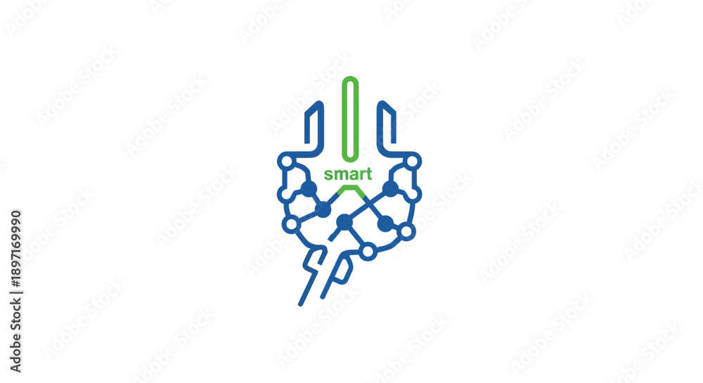 Fototapeta premium Abstract Smart Hand Icon with Network Connections, AI and Intelligent Technology Concept, isolated white background.