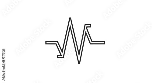 Outline Heartbeat EKG Line on Isolated White Background