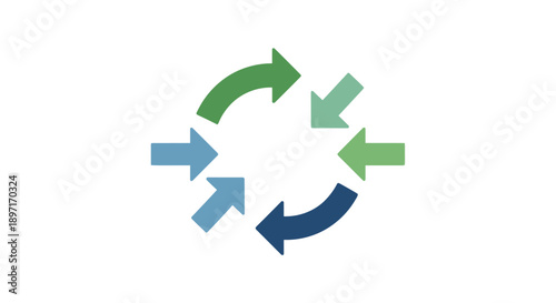 Circular Arrows Refresh Recycle Process Icon, isolated white background.