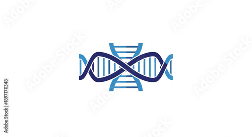 Abstract Blue DNA Double Helix Structure Icon for Genetics and Biotechnology, isolated white background.