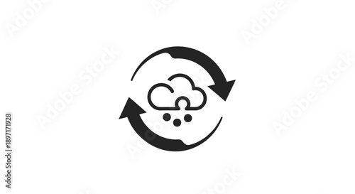 Weather Cycle and Cloud Data Refresh Sync Icon on Isolated White Background