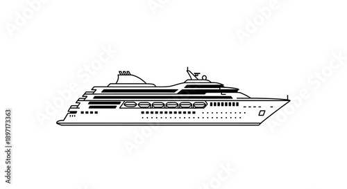Luxury Cruise Ship Illustration with Multiple Decks.