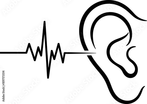 Ear Sound Waveform Audiology Hearing Health Graphic Design Icon