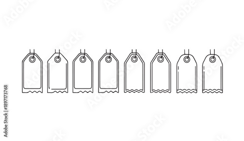 Blank Price Tags Vector Silhouette Collection Set