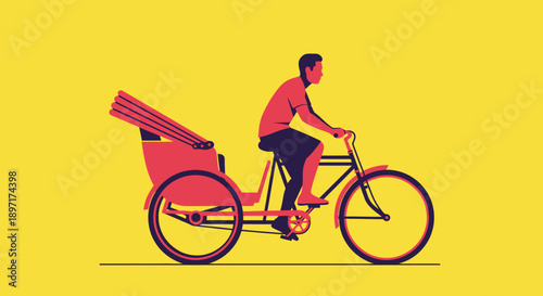 Man Riding a Bicycle with Cargo.