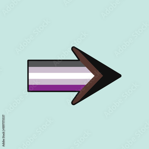 Asexual Pride Flag Arrow Symbol on Light Blue Background.