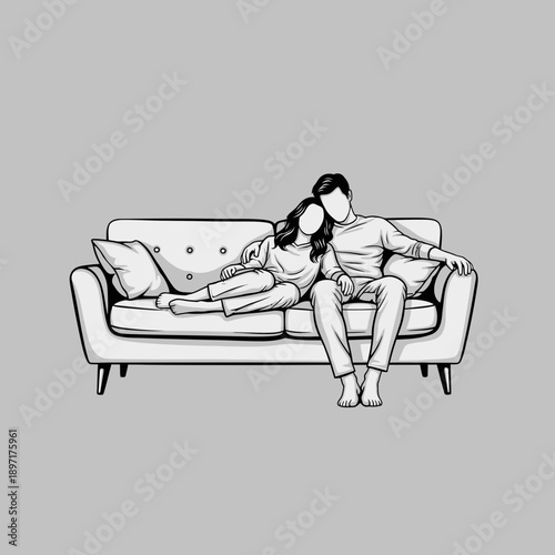 Couple relaxing on sofa at home 2.
