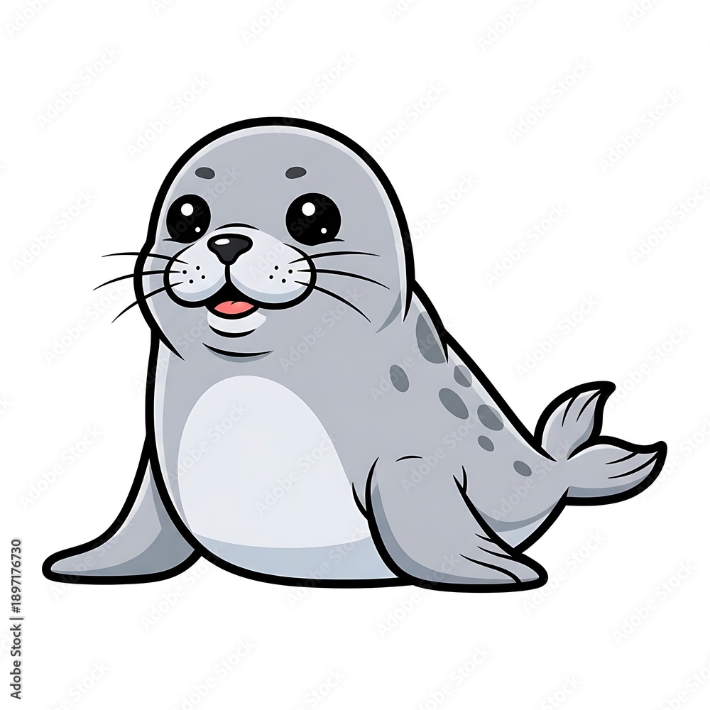 Obraz premium Cartoon Seal Character Illustration.
