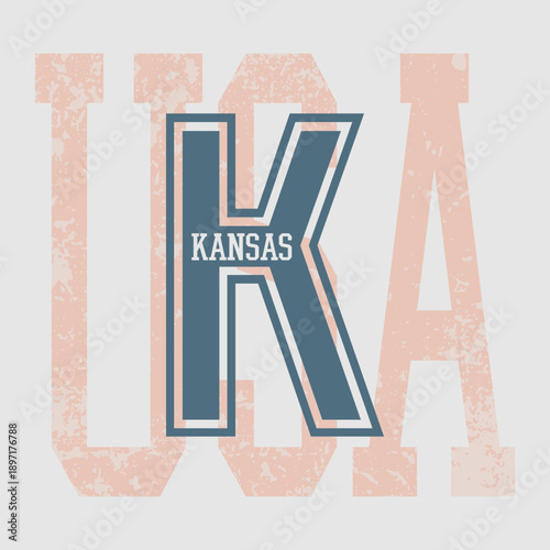 Retro typography university united states state vintage slogan print, 
highlighted grunge texture for graphic t-shirt or sweatshirt hoodie - Vector