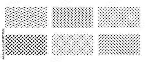 Set of classic keffiyeh or shemagh patterns. Traditional Palestinian headscarf or neckerchief cloth prints. Abstract geometric fabric ornaments in Arabic style. Vector graphic illustration.