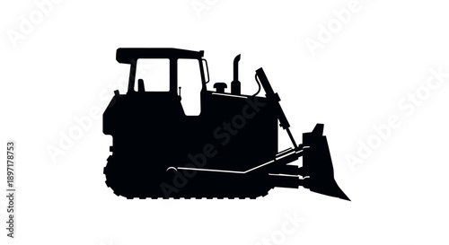 Heavy Machinery Bulldozer Operating on Construction Site Vector Illustration