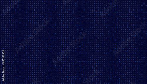 Digital binary background with blue code on dark surface