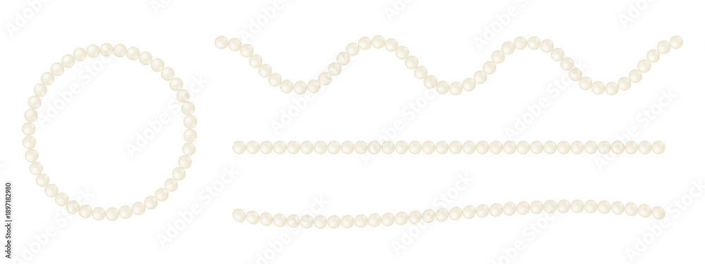 Εκτύπωση καμβά Set of strings and round frame of pearls isolated on white background