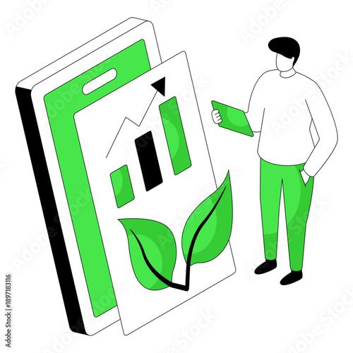 Editable design illustration of ecological analytics 