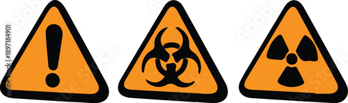 three warning hazard sign icons set vector illustration design 