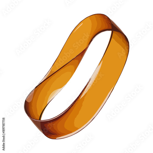 Amber colored glass bangle isolated on white background, Vector, illustration