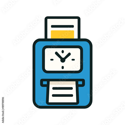 Time clock machine with printed time card