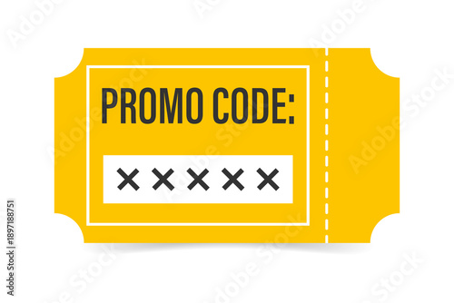 A coupon with a promo code. A discount coupon. A promo code template for web marketing.