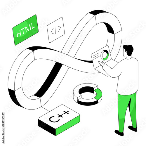 Conceptual flat design illustration of continuous development 