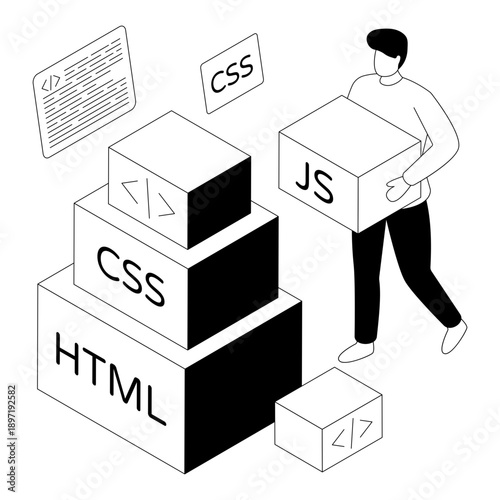 Trendy design illustration of software building 
