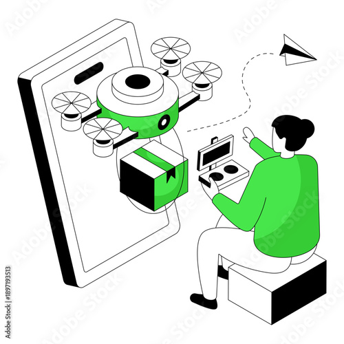 Modern design illustration of drone delivery