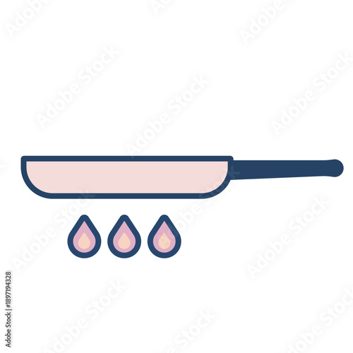 火にかけたフライパンのシンプルアイコン