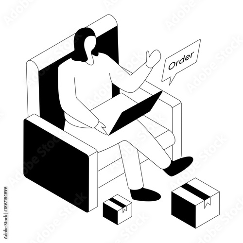 An illustration design of online parcel order 