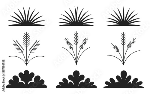 Collection of Stylized Botanical and Sunburst Icons