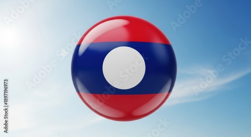 Free Download Laos Flag Ballon Flying High in Sky. - GFXLoad