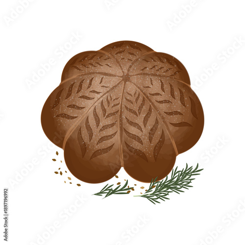 Vector Illustration logo Clip art Pumpkin Sourdough Bread Isolated