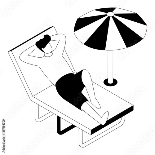 Modern design illustration of sunbathing 