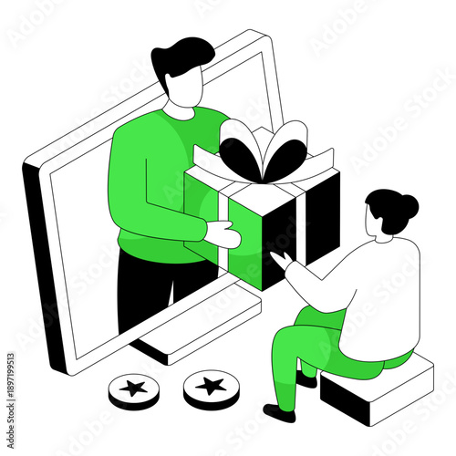 Premium download illustration of online gift delivery 