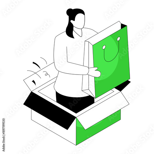 Editable design illustration of shopping parcel 