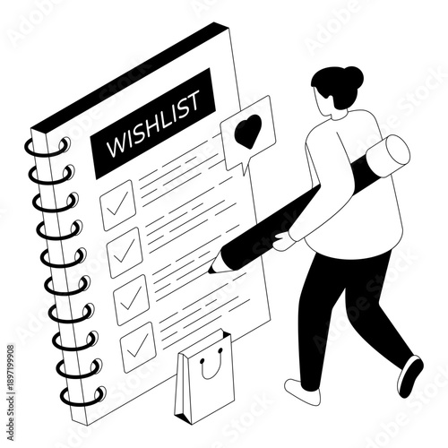 Perfect design illustration of wishlist update