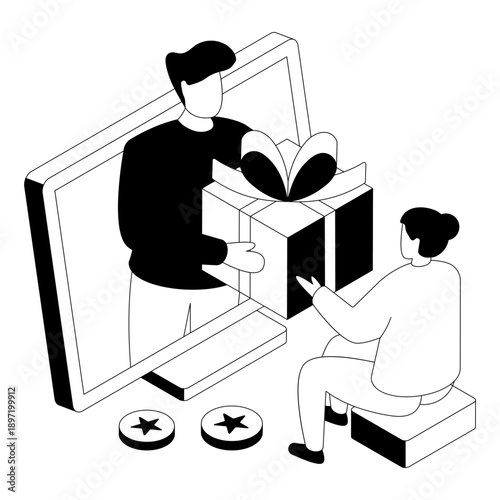 Premium download illustration of online gift delivery 
