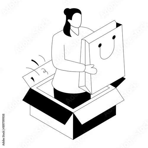 Editable design illustration of shopping parcel 