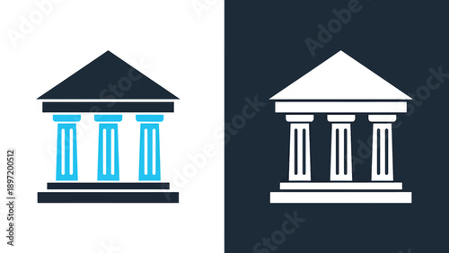 Classical building icon set - Blue icon set - Modern style icon - Vector icon set - Glyph and solid icon set - Icon vector - Flat Design Icon - Stock illustration