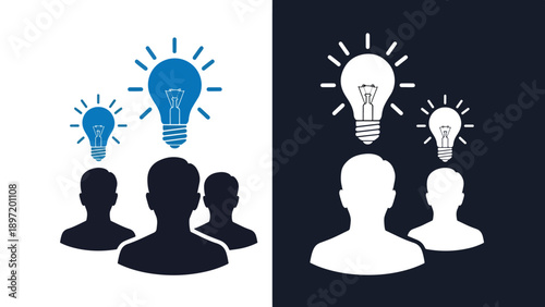 Team innovation - Blue icon set - Modern style icon - Vector icon set - Glyph and solid icon set - Icon vector - Flat Design Icon - Stock illustration