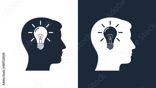 Idea lightbulb icons - Blue icon set - Modern style icon - Vector icon set - Glyph and solid icon set - Icon vector - Flat Design Icon - Stock illustration