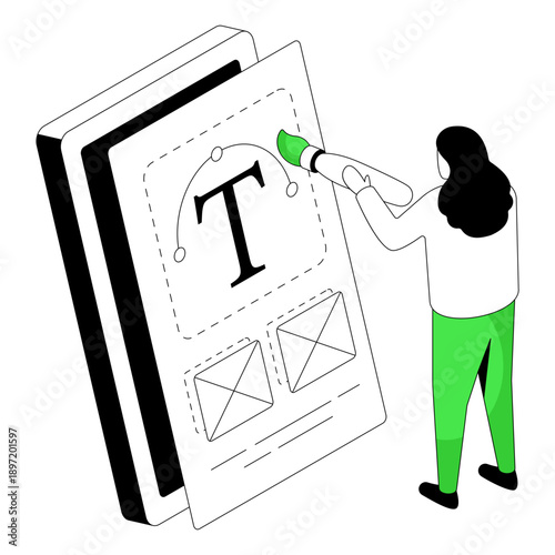      Modern style illustration of text tool 