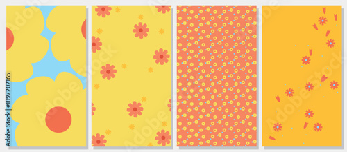 Cute Spring Floral Backgrounds Set