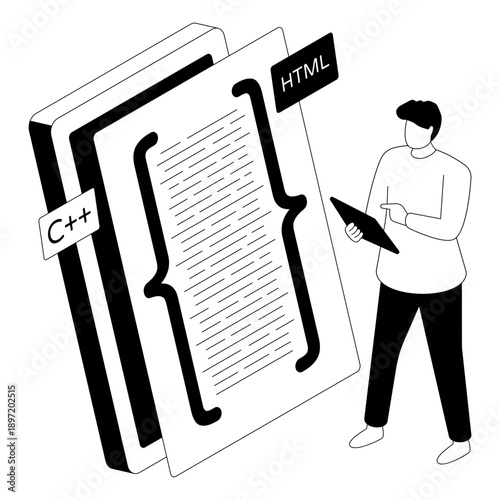 Unique design illustration of mobile coding