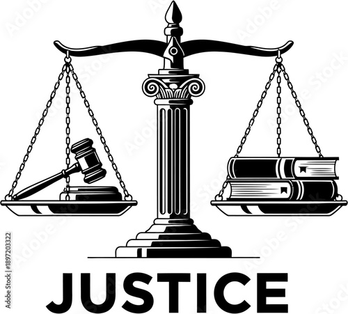scale of justice with book of law and gavel