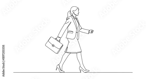 a determined businesswoman walking confidently with a briefcase symbolizing career advancement corporate journey and professional success
