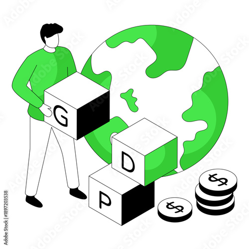 Trendy design illustration of global domestic product 