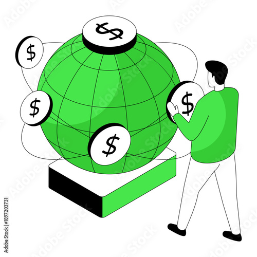 An editable design illustration of global money