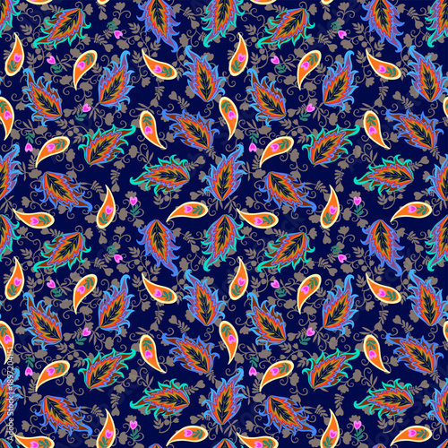Beautiful seamless print for scarf, fabric with intricate floral pattern, ber...