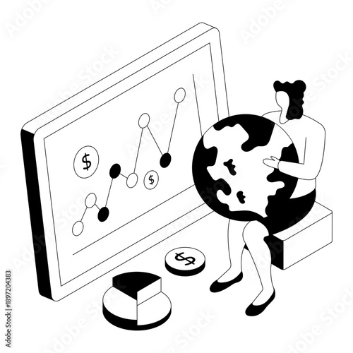 Premium download illustration of global financial analytics 