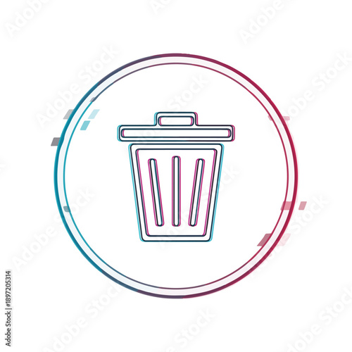 Stylish gradient outline trash can icon for digital interfaces. A modern graphic symbol representing delete, remove, waste, and recycling functions.