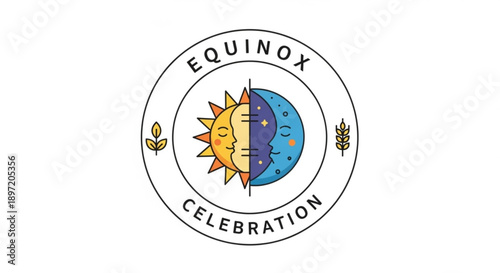 Equinox Celebration Earth Sun Moon Logo Design